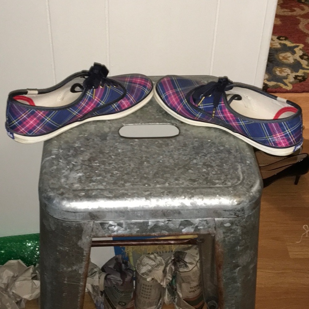 Keds Plaid Sneakers in Navy, Pink, and White - Picture 5 of 7